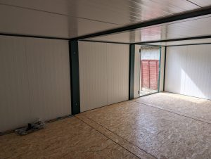 Linked 6.3m x 4m Insulated XPandaStore interior with standard door